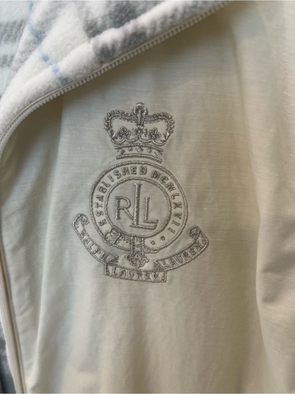Ralph Lauren Cream Quilted Vest with Plaid Fleece Lining - Picture 2 of 7